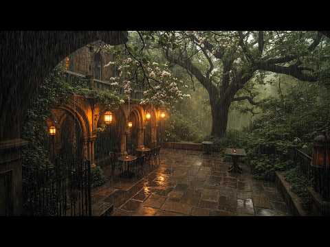 You're Deep Reading in the Rainy Garden | Dark Academia Piano Beneath Lantern Light for Cozy Nights