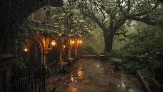 You're Deep Reading in the Rainy Garden | Dark Academia Piano Beneath Lantern Light for Cozy Nights