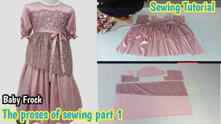 Tutorial Menjahit || Proses menjahit baju pesta anak part 1 ||usia 4-5 tahun