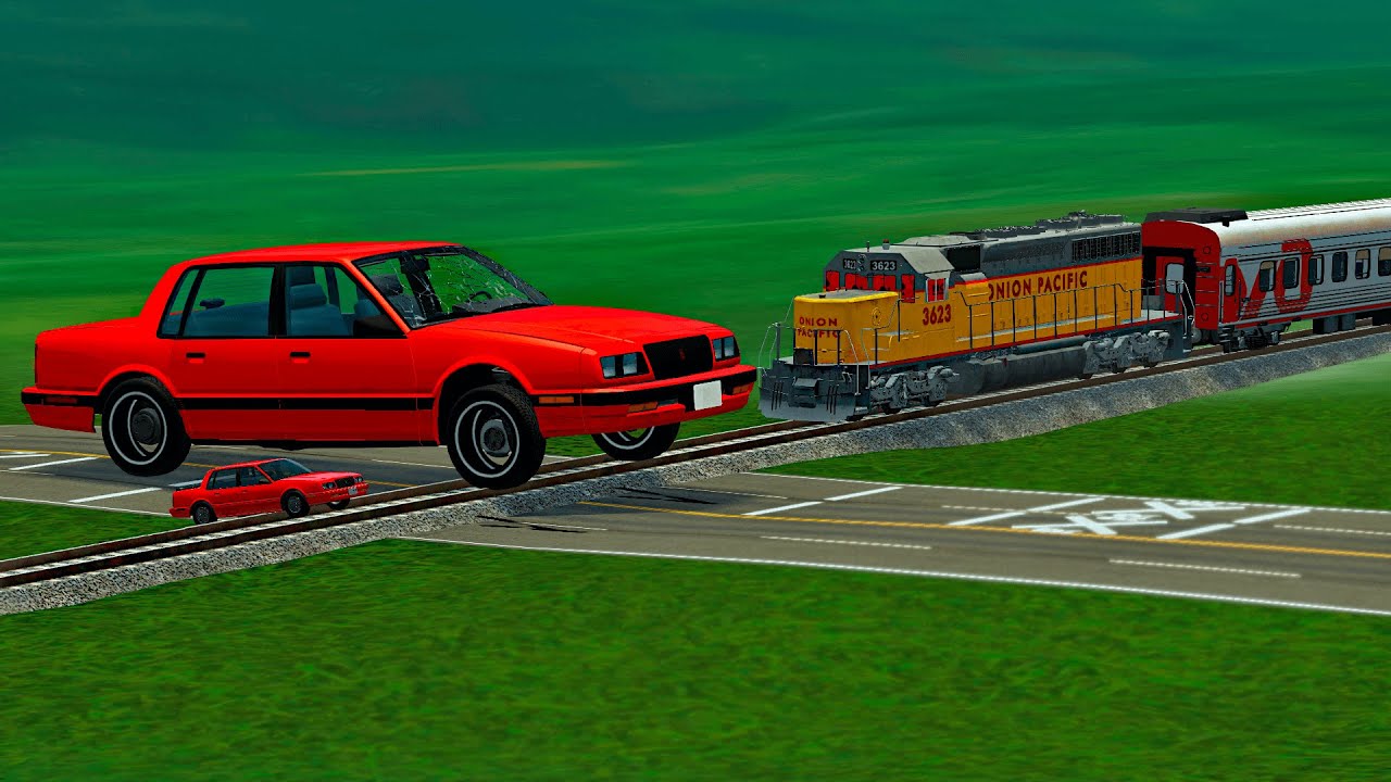 Trains vs GIANT CAR BeamNG.Drive YouTube