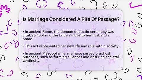 Is Marriage Considered A Rite Of Passage? - Exploring Ancient Myths