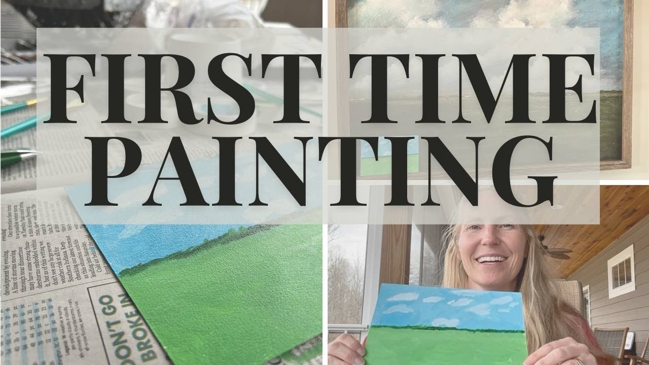 My First Time Painting with Acrylics | Beginner Landscape Painting ...