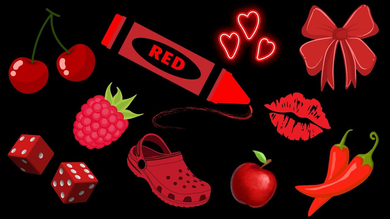 All things Red! Fun Baby Video with Music – Learn with Fruits, Animals ...