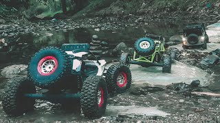 RC CARS WLTOYS 12428, 12429 AND MN99S DEFENDER | River Adventure | Playing Water 💦 And Sand 🚙