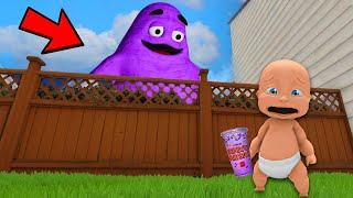 Baby Meets GIANT Grimace!