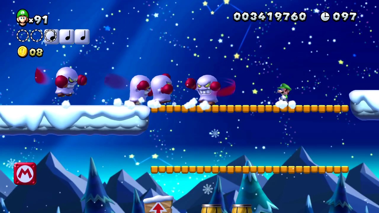 뉴 슈퍼루이지U DX World 4 프로즌대지 스타코인 공략