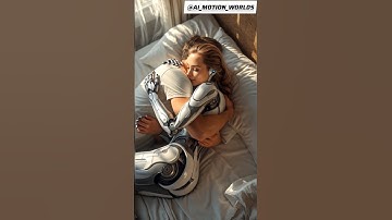 beautiful female robot sleeping accompanied by handsome man #robot #aiart #robotics #robots