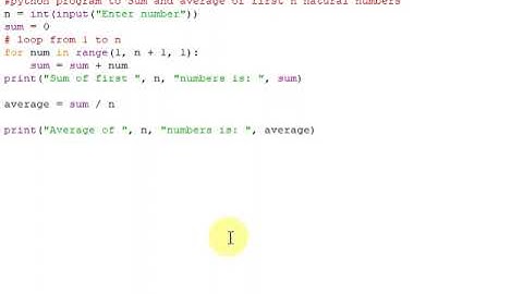python program to Sum and average of first n natural numbers