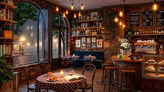 Calm night vibes | Cozy café ambience with soft jazz music for stress relief screenshot 5