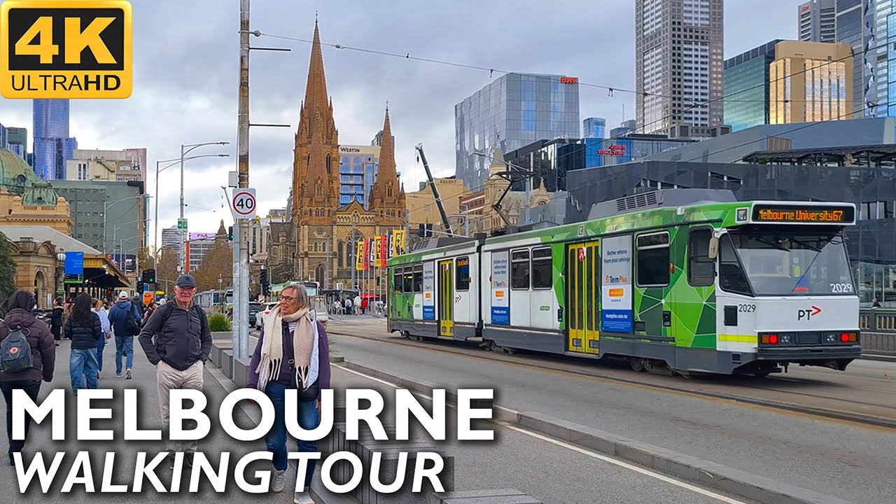 Melbourne City Walking Tour - From Princes Bridge to Collins Street | 4K Video