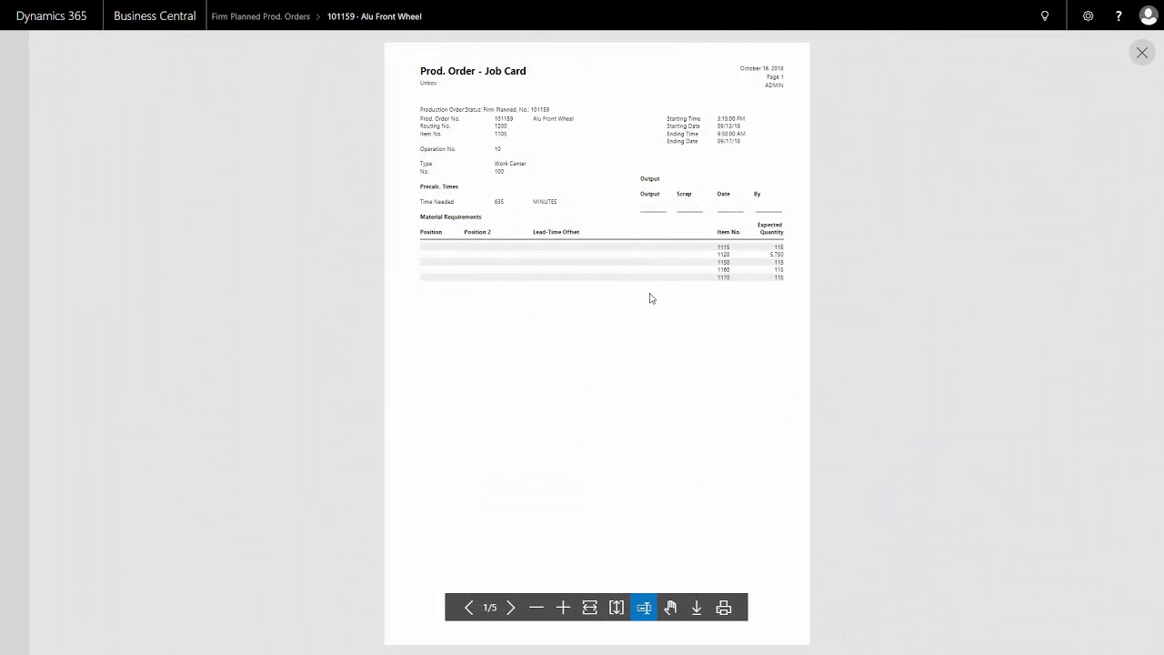 Creating Production Orders manually - Getting started with Microsoft Dynamics 365 Business Central