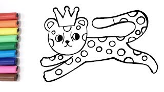 Learn Colors | Glitter leopard coloring and drawing for kids | How to drawing a leopard Net Worth
