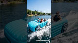 We tried out an inflatable car boat! 🙌 An absolute must for those summer lake days! 😱👏