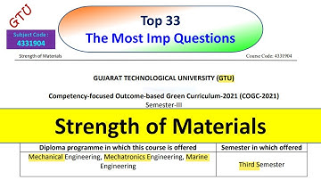 Most Imp Questions Top 33 | Strength of Materials |Dip Sem 3