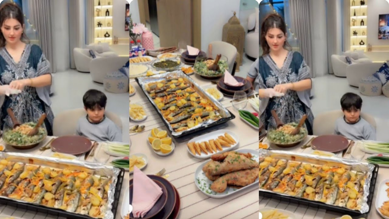 عصام واخيرا فطورنا صينيه سمك جاهزه رمضان 16 😋🏘️نور جهزت طاوله خورافيه