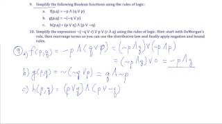 Boolean Functions Ex09, Ex10