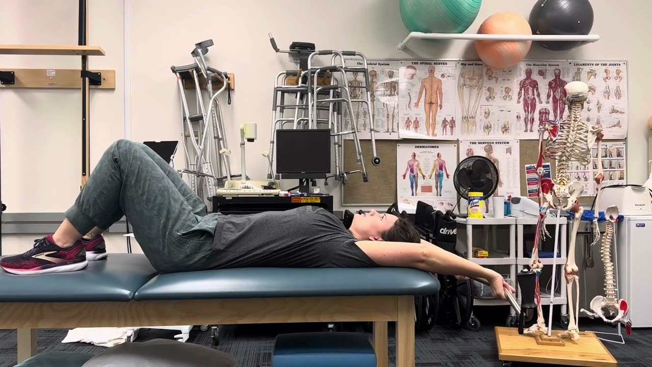 Shoulder flexion stretch with a wand