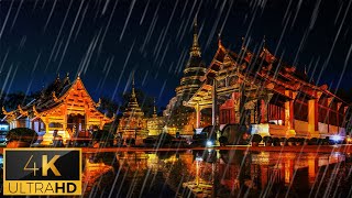 Just 5 Minutes Will fall Asleep with Rain & Thunder in Beautiful Temple | Nature Sounds