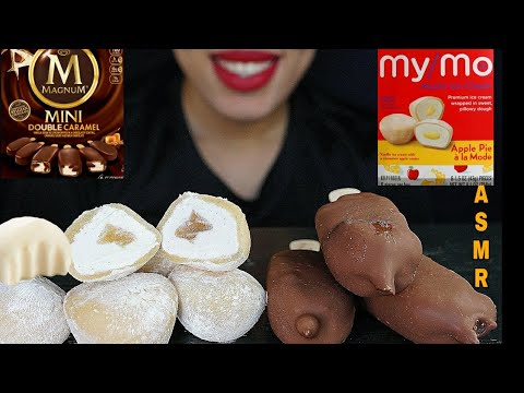 ASMR | Apple pie mochi ice cream, magnum double caramel ice cream *BIG BITES* | EATING SOUNDS