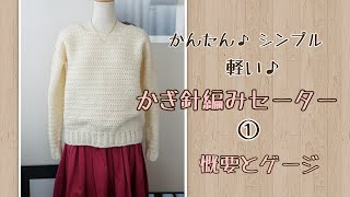 簡単なかぎ針編みセーターの編み方①概要とゲージ♪かぎ針編みセーター♪Seriaなないろ彩色☆Crochet sweater DIY tutorial