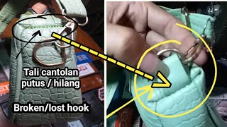 cara memperbaiki tentengan tas yang putus dengan jahitan tangan / mesin.