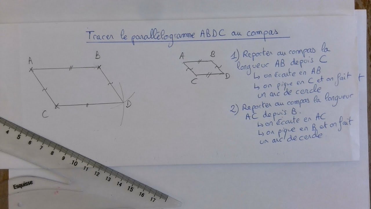 Comment tracer un parallélogramme au compas ? - YouTube