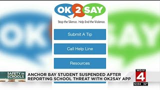 Anchor Bay student suspended after reporting school threat with OK2SAY app