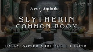 Slytherin Common Room During A Rainstorm *1 Hour* | Cozy & Relaxing Harry Potter Ambience 🐍