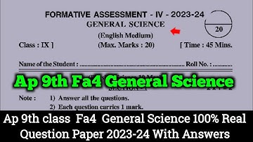 Ap 9th class Fa4 science 💯real question paper and answer 2024|9th science fa4 Question paper 2024