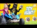 The LEGO Batman Driving Power Wheels Car + Toy Hunt with Pink Supergirl Superheroes IRL | KIDCITY