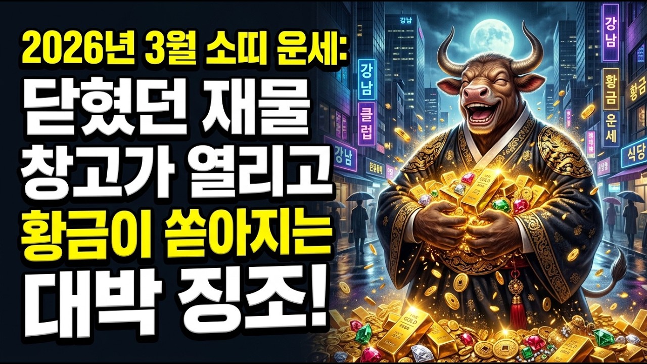 2026년 3월 소띠 운세: 닫혔던 재물 창고가 열리고 황금이 쏟아지는 대박 징조!