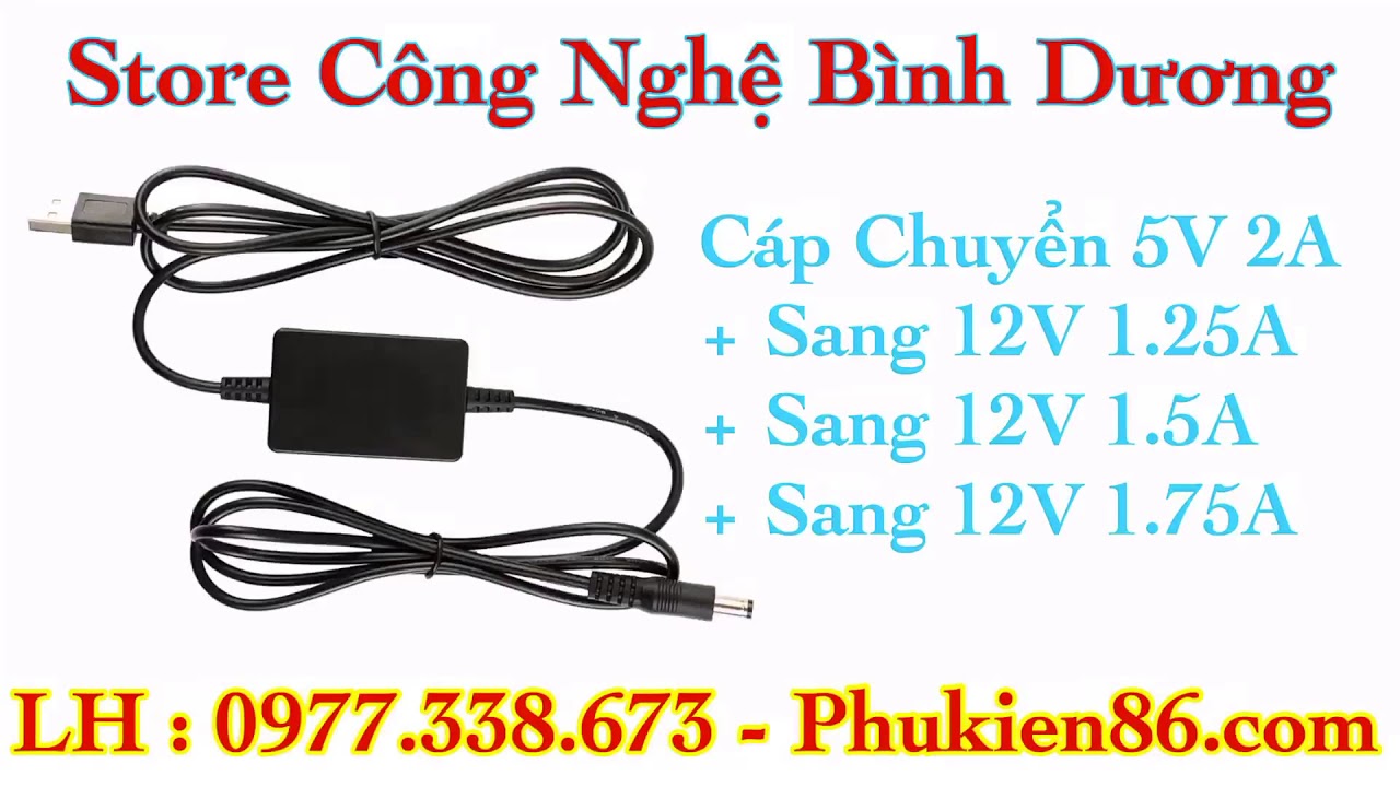 Káº¿t quáº£ hÃ¬nh áº£nh cho CAÌP 5V SANG 12V 1.25A 1.5A