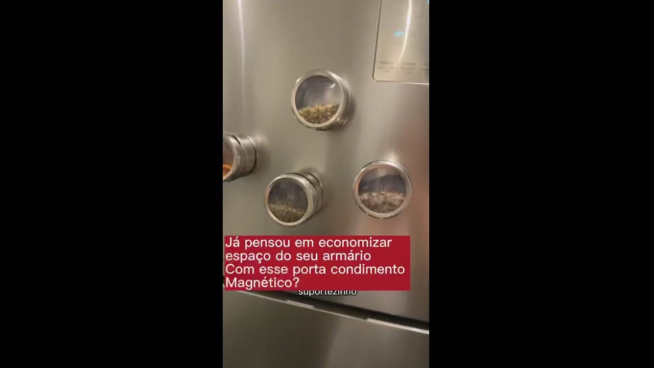 PORTA CONDIMENTOS MAGNÉTICO DE INOX COM 4 PEÇAS