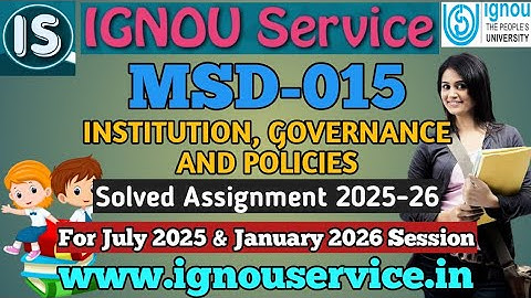 IGNOU MSD-15 Solved Assignment 2025-26 For July 2025 and January 2026 Sessions
