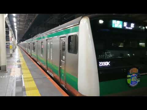 【ヘッドマーク編成が新宿駅停泊運用へ】埼京線E233系7000番台ハエ117編成 埼京線開業40周年記念ヘッドマーク付き 各駅停車新宿行き最終列車 池袋駅発車