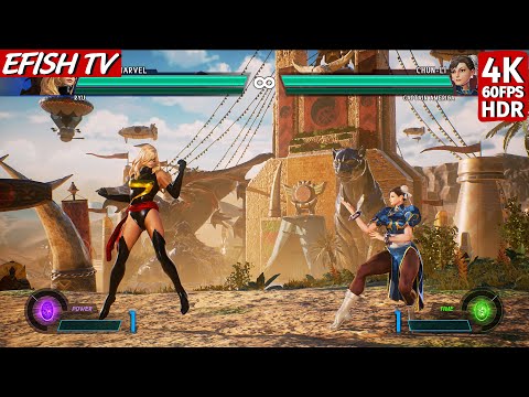 Captain Marvel & Ryu vs Chun-Li & Captain America (Hardest AI) - Marvel vs Capcom: Infinite