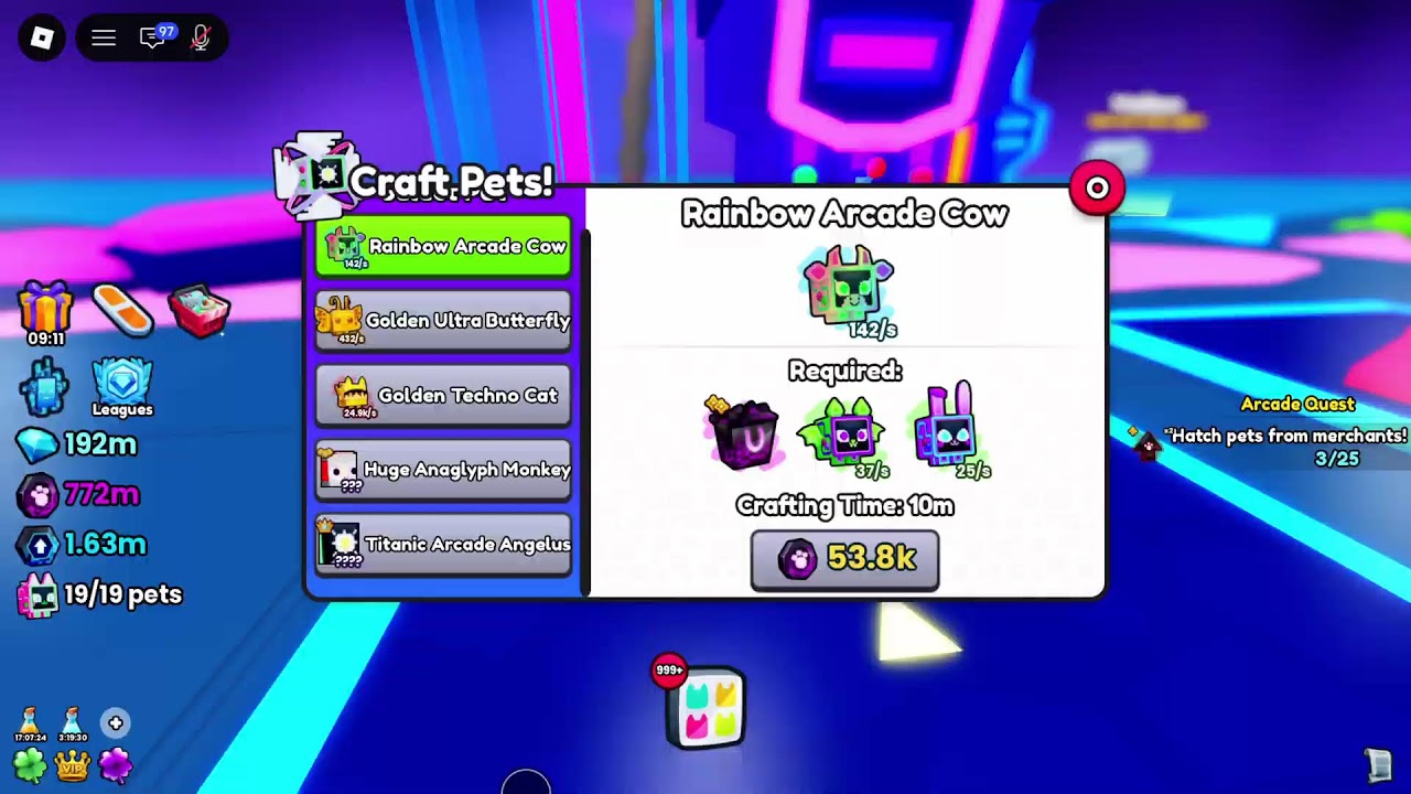 pet simulator 99 part two of arcade world - YouTube