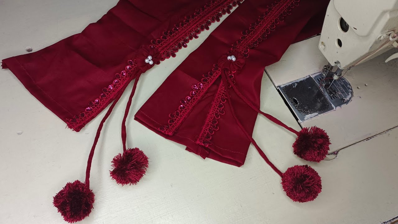 Sleeve design with tessel and lace design cutting and stitching trending লেইস দিয়ে মাইক হাতা ডিজাইন