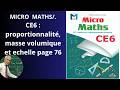 MICRO MATHS / 6ÈME ANNÉE PRIMAIRE .PROPORTIONNALITÉ. MASSE VOLUMIQUE  ET ÉCHELLE  PAGE 76.