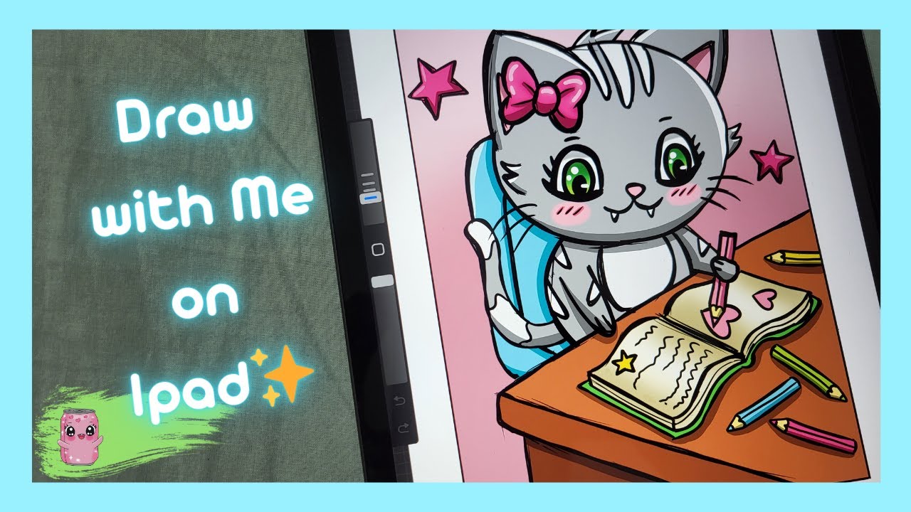 Cute Cat Journaling😽❤️ Relaxing Procreate Drawing (No Talking) Ipad Drawing