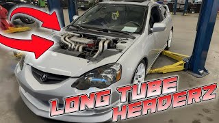 Installing Long Tube Headers On My K24 SWAPPED Acura RSX Type-S!! 😱🔥