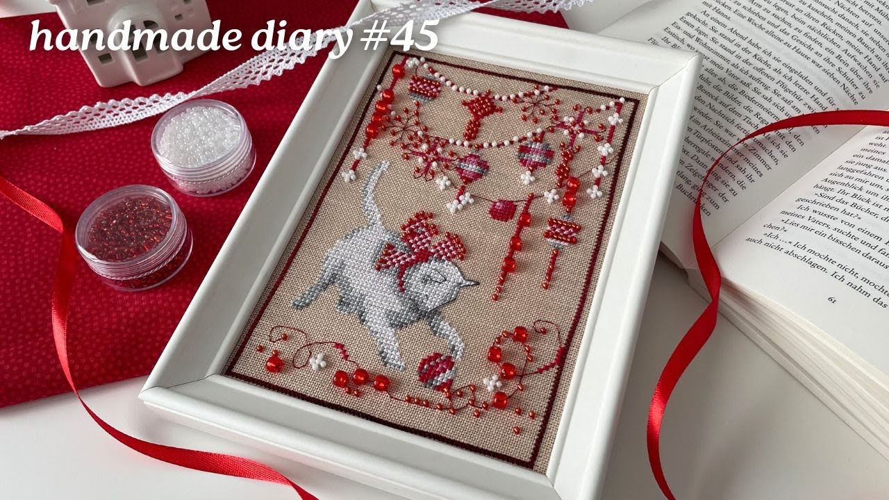 Kitty by Nora Corbett. How I frame my finished cross stitch works.