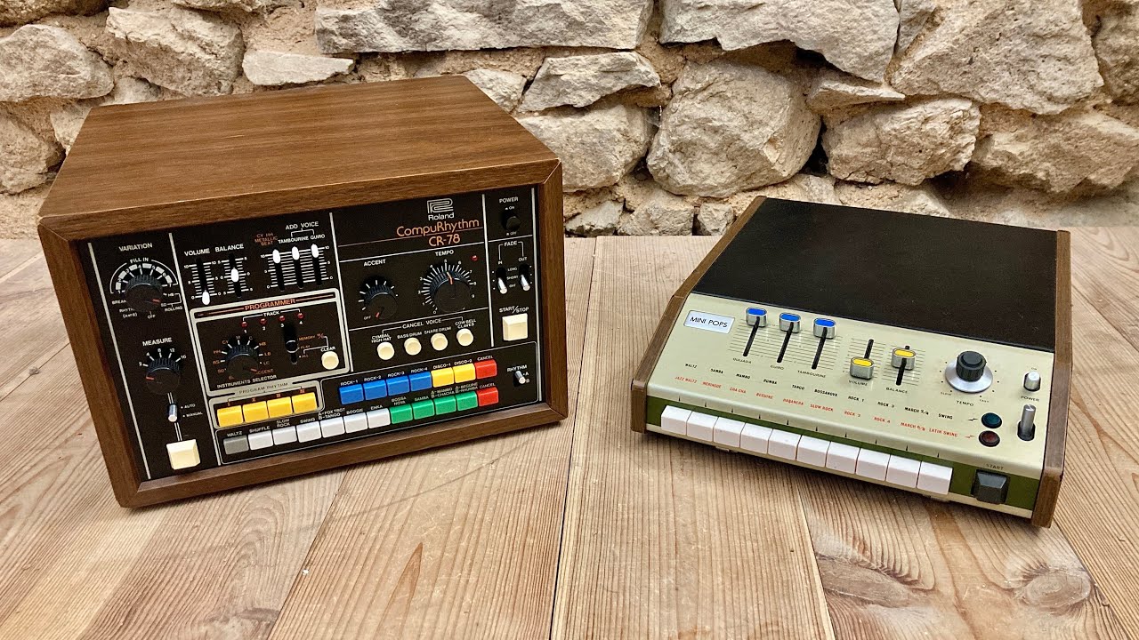 Classic birds: Roland CR78 and Korg Mini Pops 7 MIDI flyover - YouTube