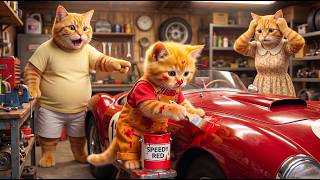 Ginger Kitten Turns a Broken Car into a Racing Champion! 🏎️✨