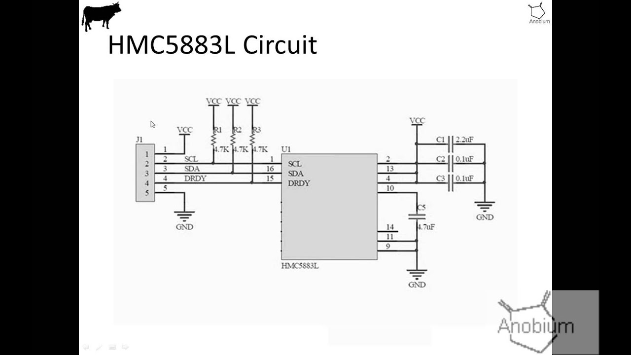 Demonstration of the GCB HMC5833L 3-Axis Compass sensor