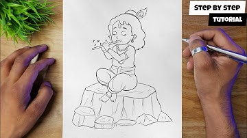 Little Krishna Drawing | How To Draw Kanha | Bhagwan Pencil Drawing @AjArts03