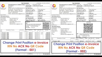 (Buy TDL Source Code Only Rs.50) Change Print Position of e-Invoice IRN No Ack No in Tally Prime 6.0