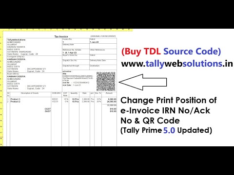 TDL Source Code of Change Print Position of e-Invoice IRN No / Ack No & QR Code (Quick Download TDL Source Code Text File after Payment Done)