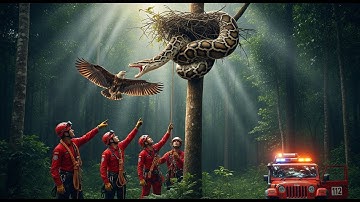 Incredible Wildlife Rescue: Team Saves Eagle from Massive Python Attack