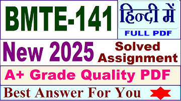 BMTE 141 solved assignment 2025 in Hindi || bmte 141 solved assignment 2024-25 || bmte141 2025